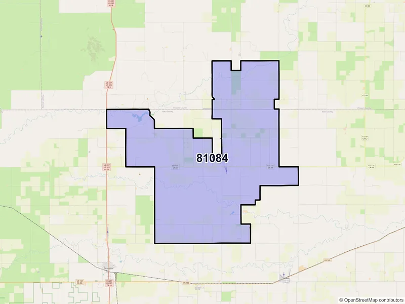 Map of ZIP Code 81084 — Two Buttes, CO