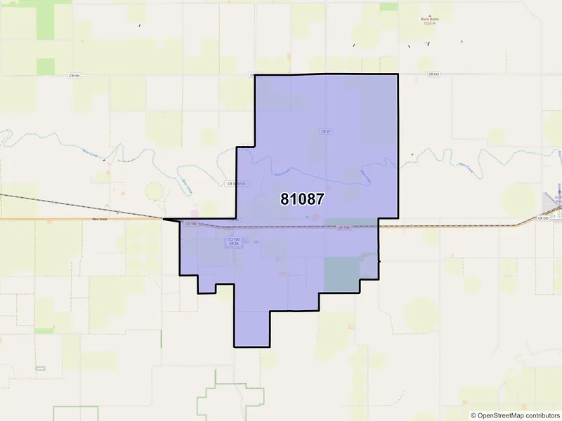 Map of Vilas, Colorado and ZIP codes