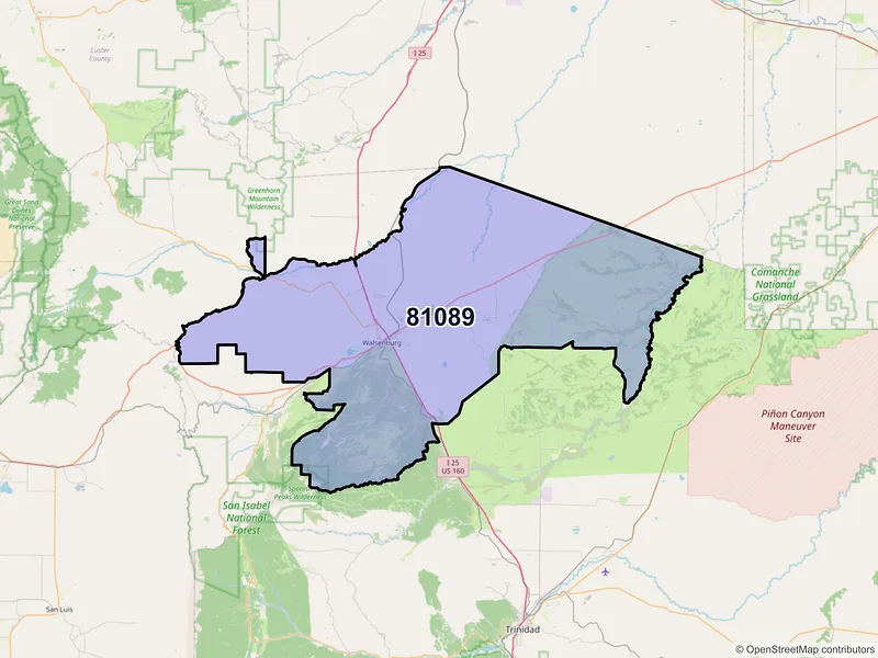 Map of ZIP Code 81089 — Walsenburg, CO