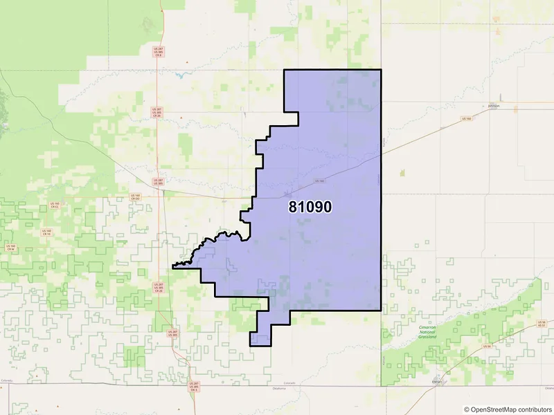 Map of ZIP Code 81090 — Walsh, CO