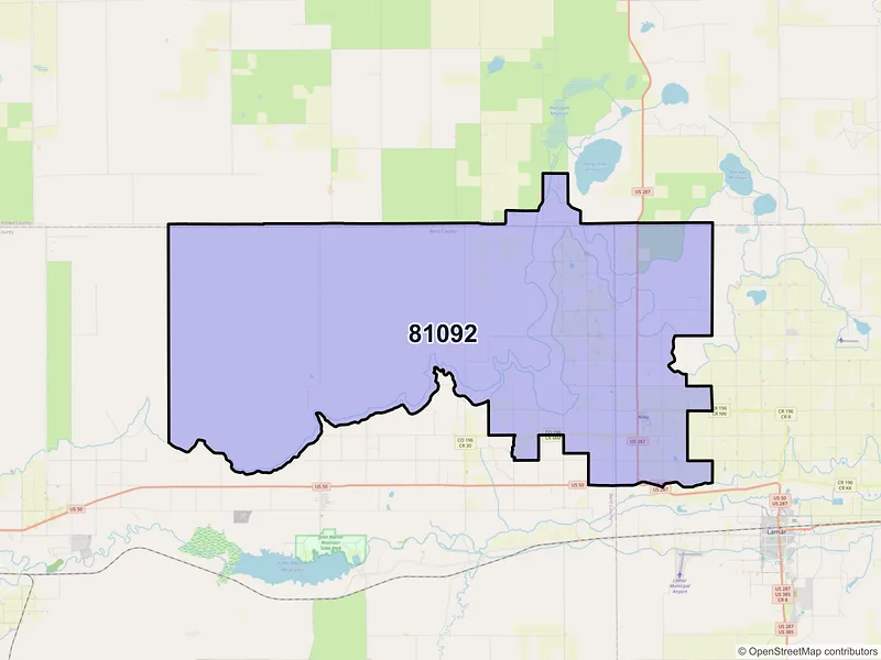 Map of ZIP Code 81092 — Wiley, CO
