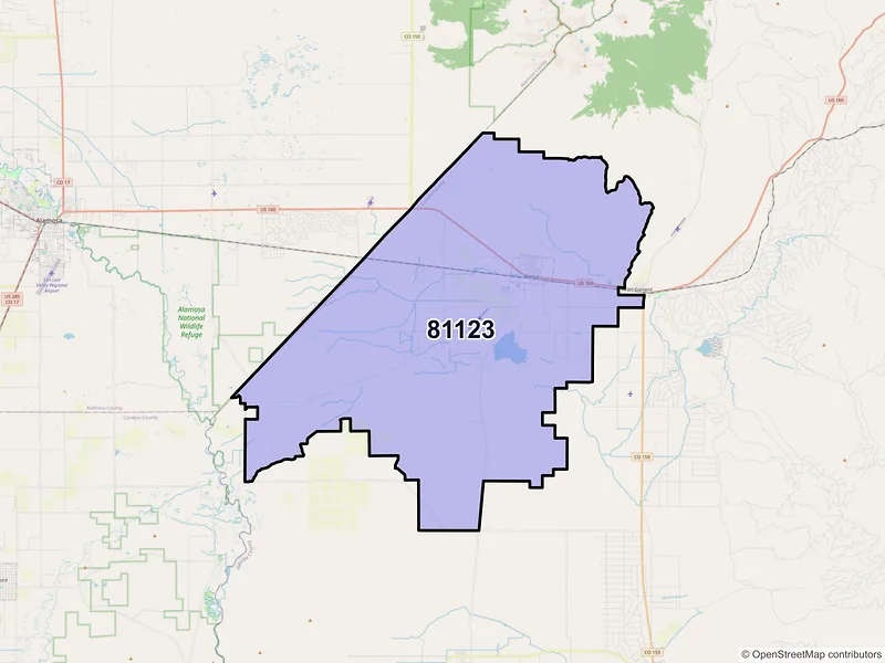 Map of ZIP Code 81123 — Blanca, CO