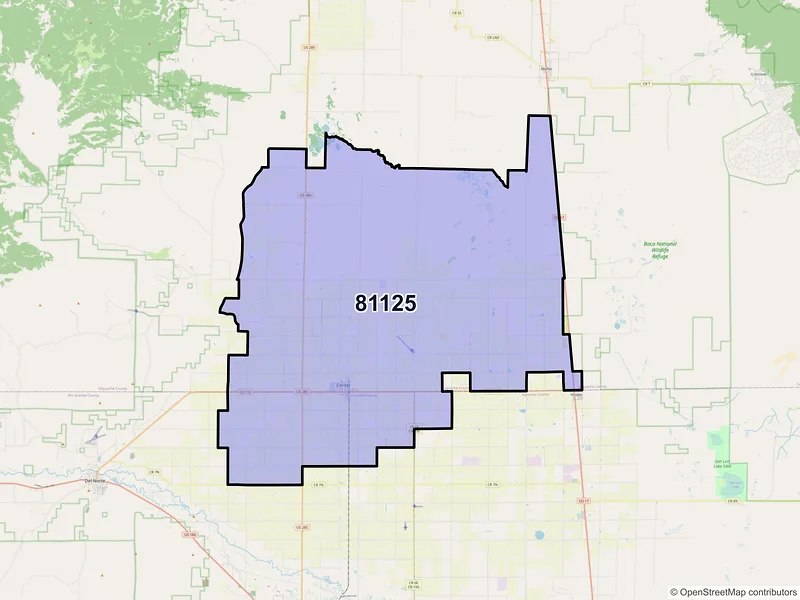 Map of ZIP Code 81125 — Center, CO