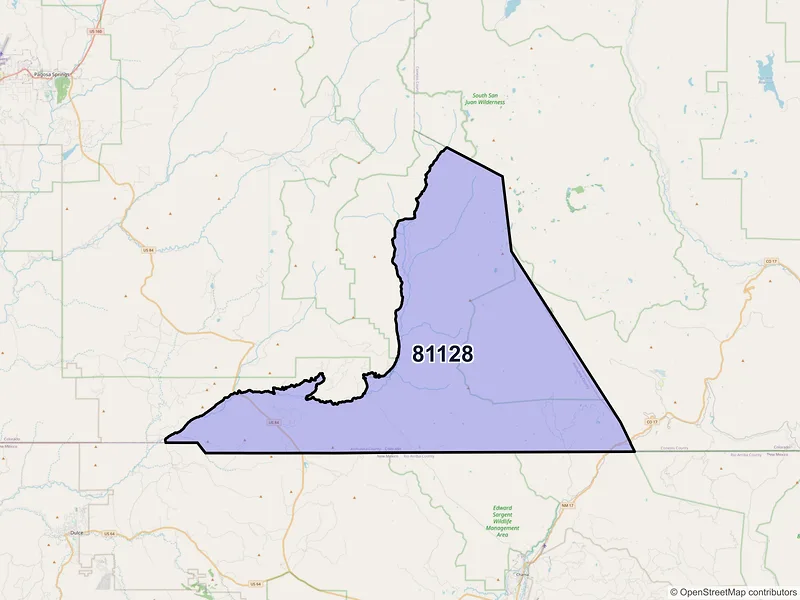 Map of Chromo, Colorado and ZIP codes