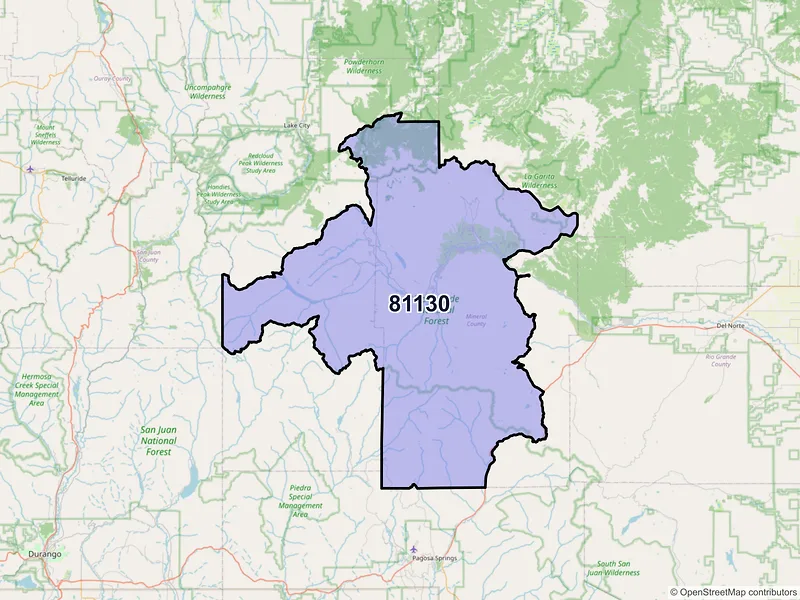 Map of ZIP Code 81130 — Creede, CO