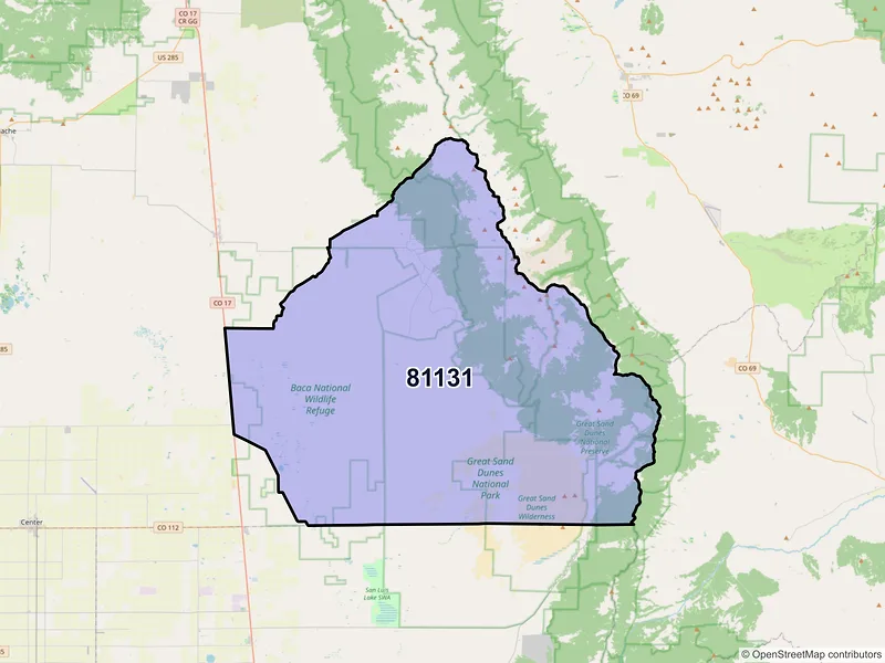 Map of Crestone, Colorado and ZIP codes