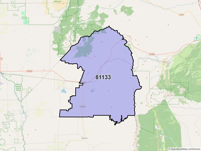 Map of ZIP Code 81133 — Fort Garland, CO