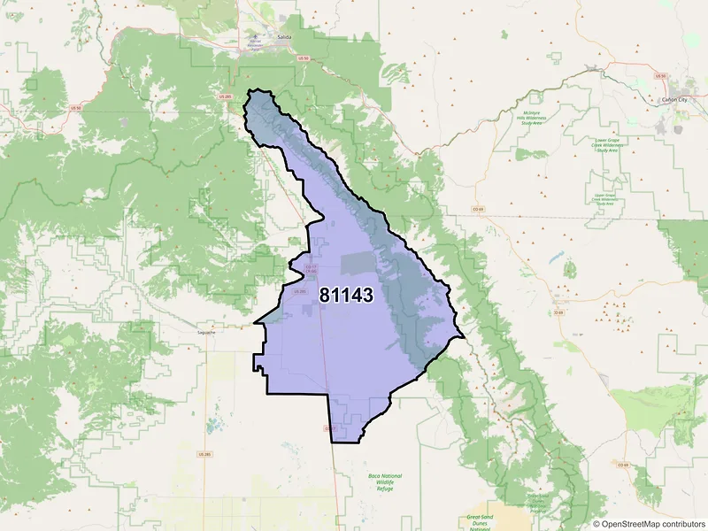 Map of ZIP Code 81143 — Moffat, CO