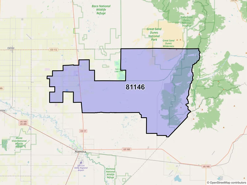Map of ZIP Code 81146 — Mosca, CO
