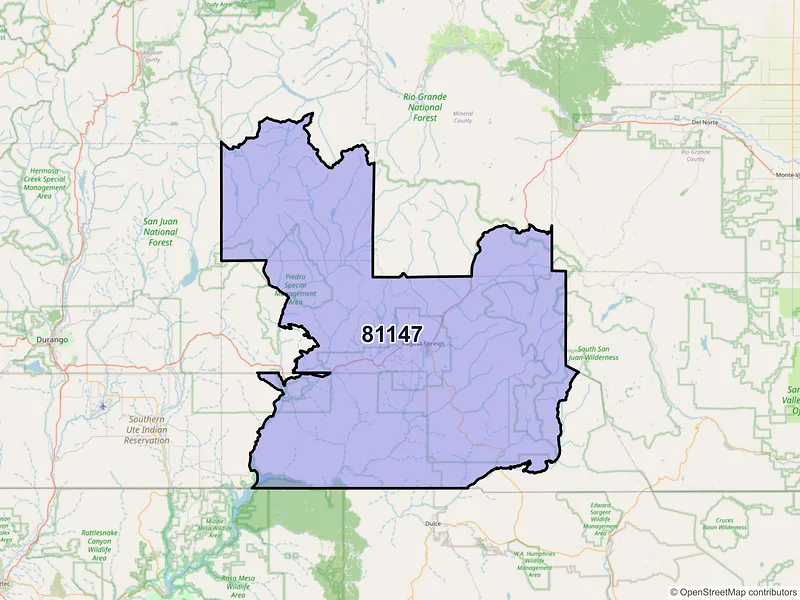 Map of ZIP Code 81147 — Pagosa Springs, CO