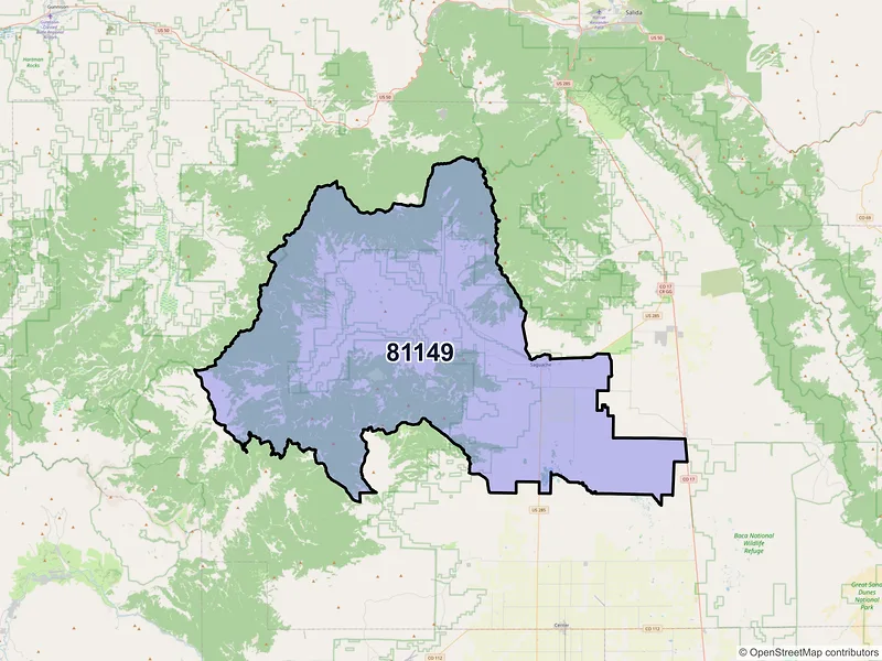 Map of ZIP Code 81149 — Saguache, CO