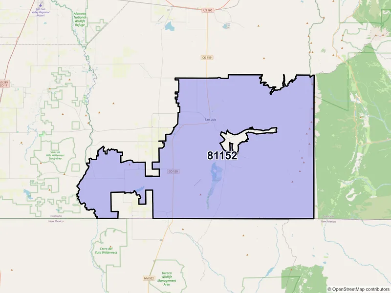 Map of ZIP Code 81152 — San Luis, CO