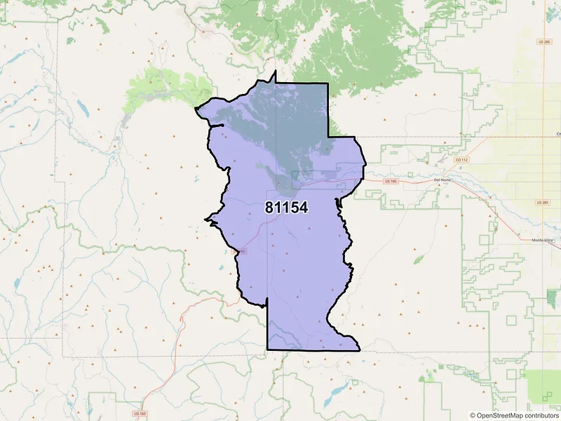 Map of ZIP Code 81154 — South Fork, CO