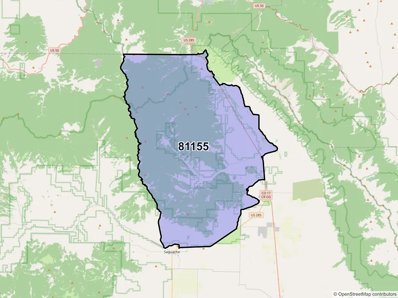 Map of ZIP Code 81155 — Villa Grove, CO