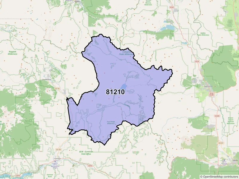 Map of ZIP Code 81210 — Almont, CO