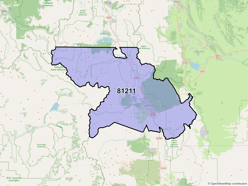 Map of ZIP Code 81211 — Buena Vista, CO