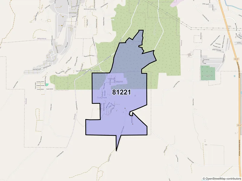 Map of Coal Creek, Colorado and ZIP codes