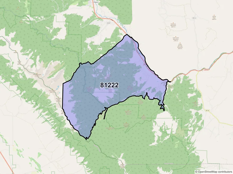 Map of Coaldale, Colorado and ZIP codes
