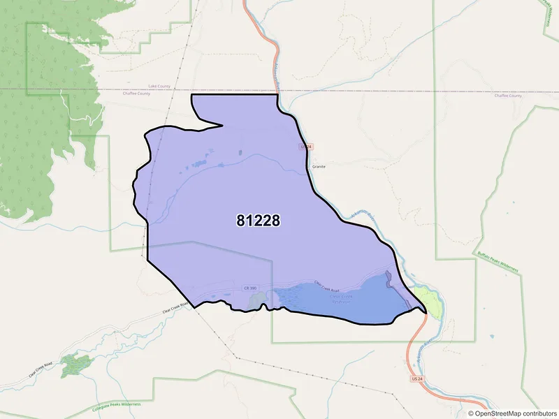 Map of ZIP Code 81228 — Granite, CO