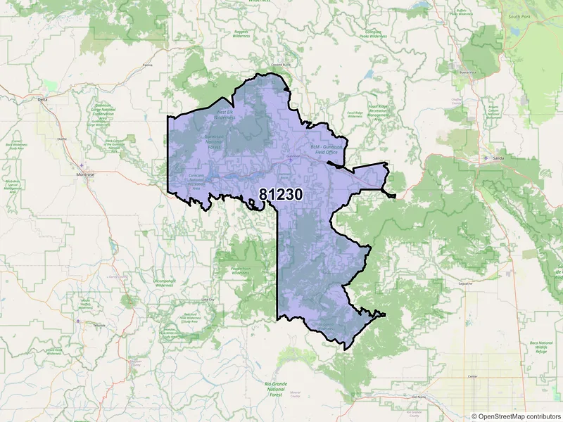 Map of ZIP Code 81230 — Gunnison, CO