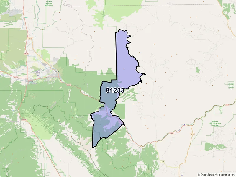 Map of ZIP Code 81233 — Howard, CO