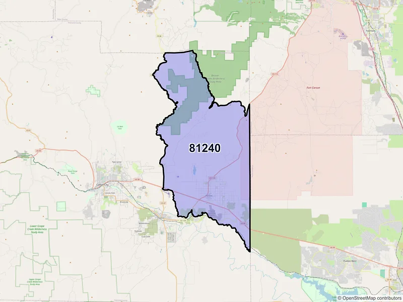 Map of ZIP Code 81240 — Penrose, CO