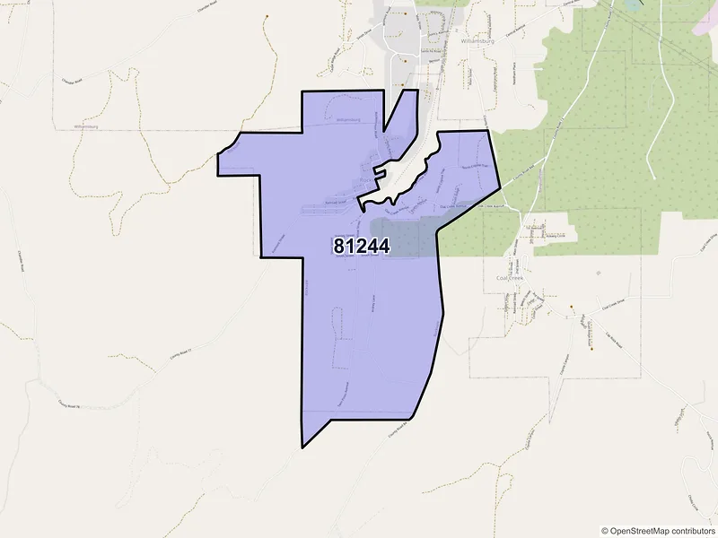 Map of Rockvale, Colorado and ZIP codes