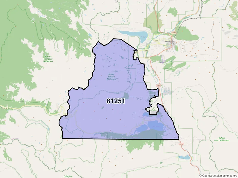 Map of ZIP Code 81251 — Twin Lakes, CO