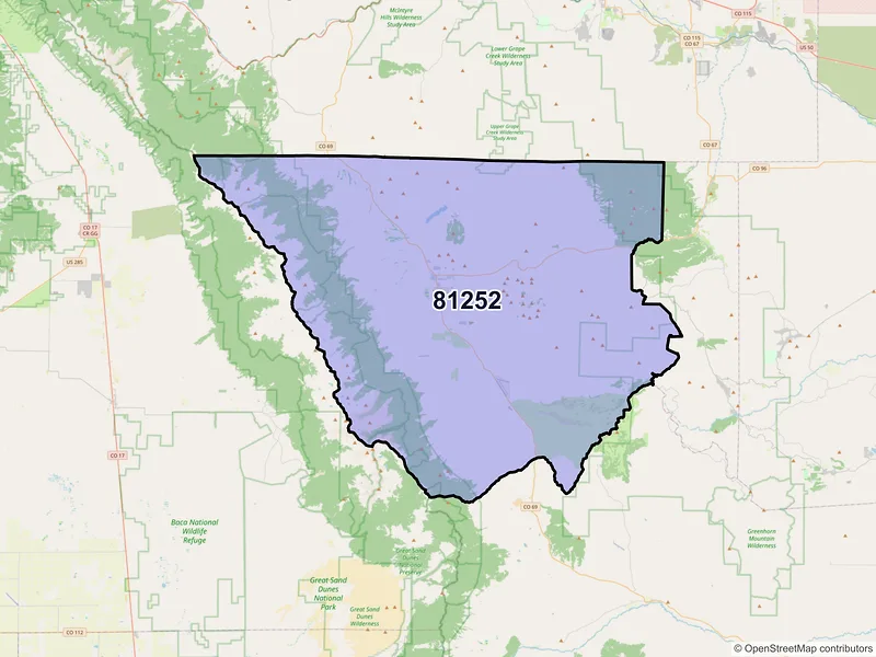 Map of ZIP Code 81252 — Westcliffe, CO