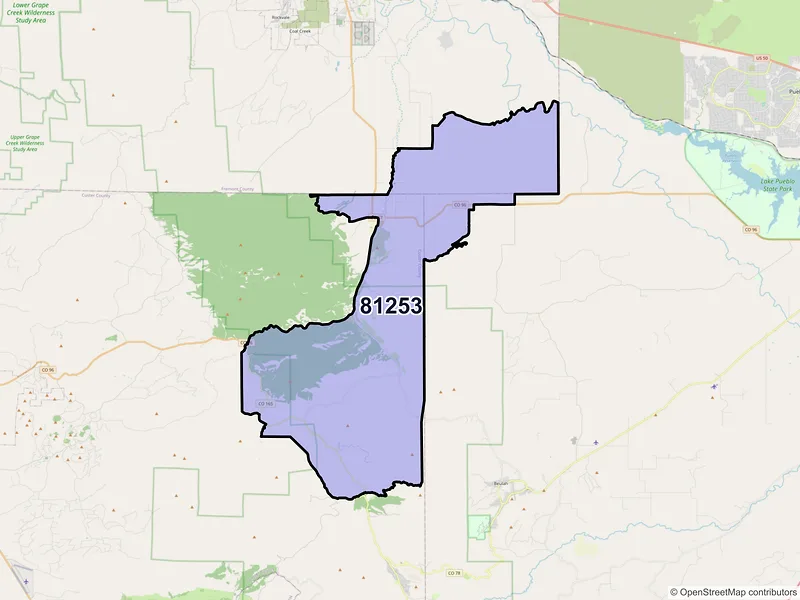 Map of ZIP Code 81253 — Wetmore, CO