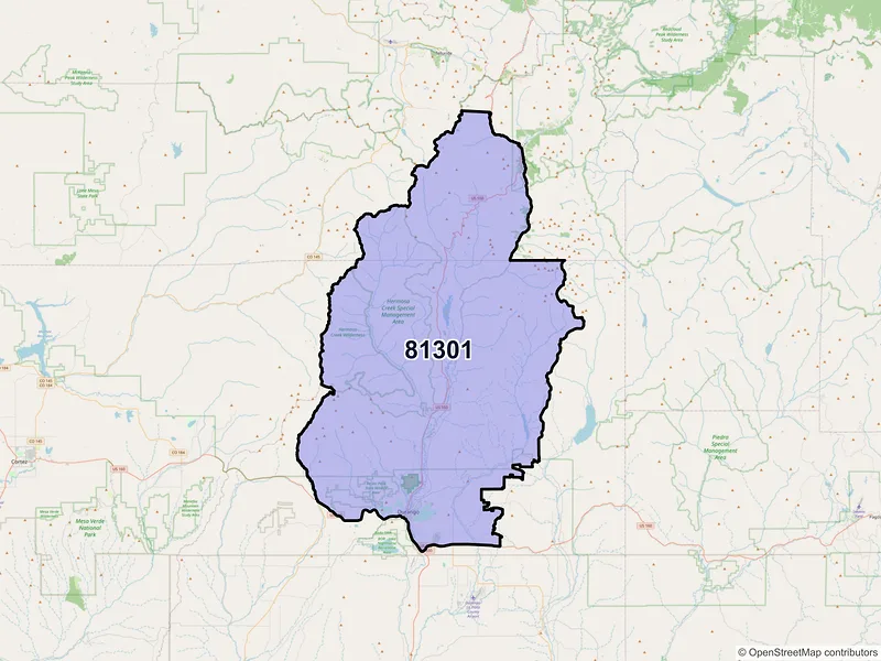 Map of ZIP Code 81301 — Durango, CO