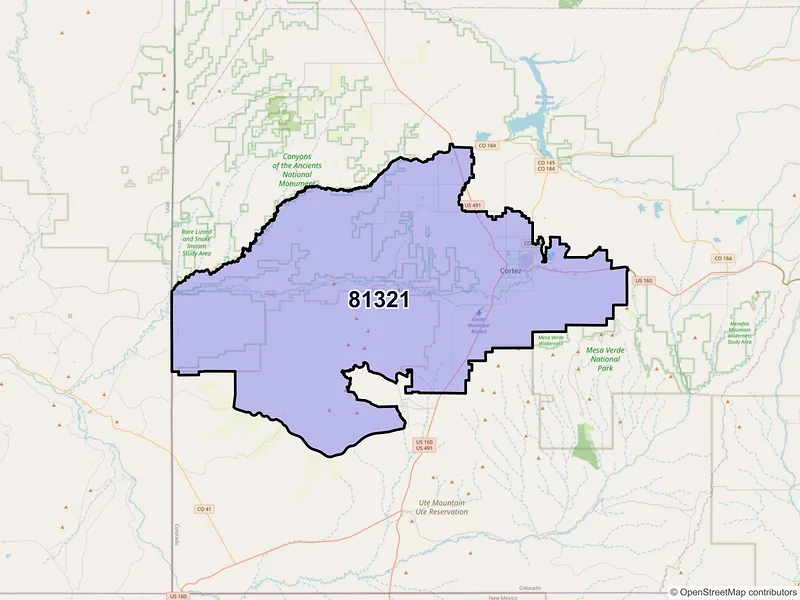 Map of ZIP Code 81321 — Cortez, CO