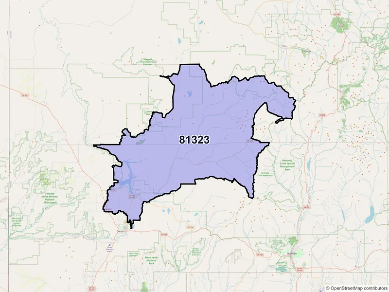 Map of ZIP Code 81323 — Dolores, CO