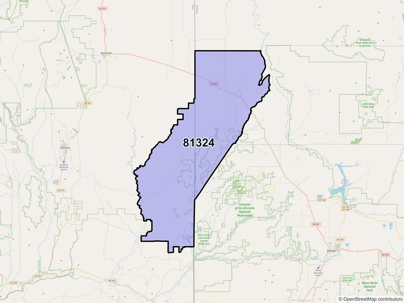 Map of ZIP Code 81324 — Dove Creek, CO