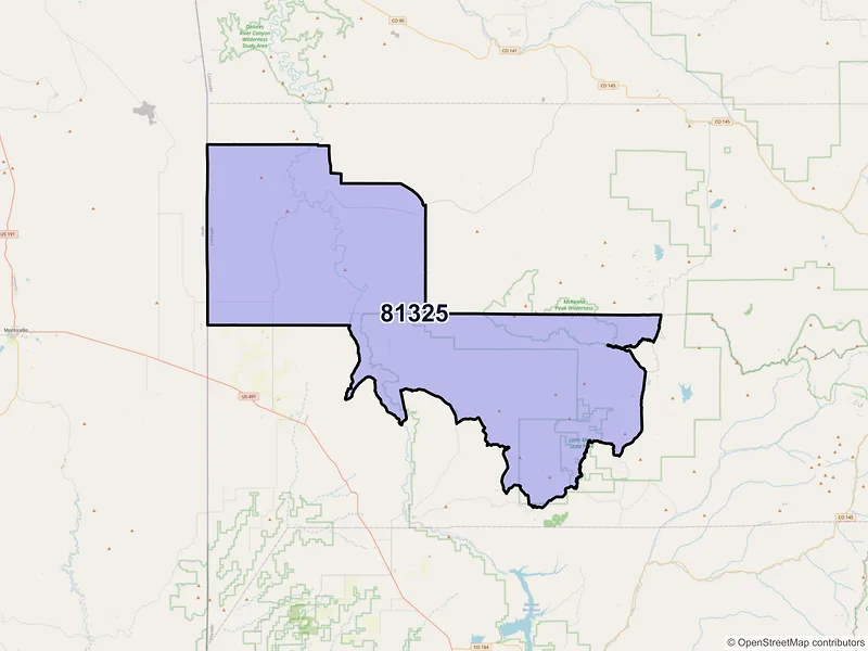 Map of ZIP Code 81325 — Egnar, CO
