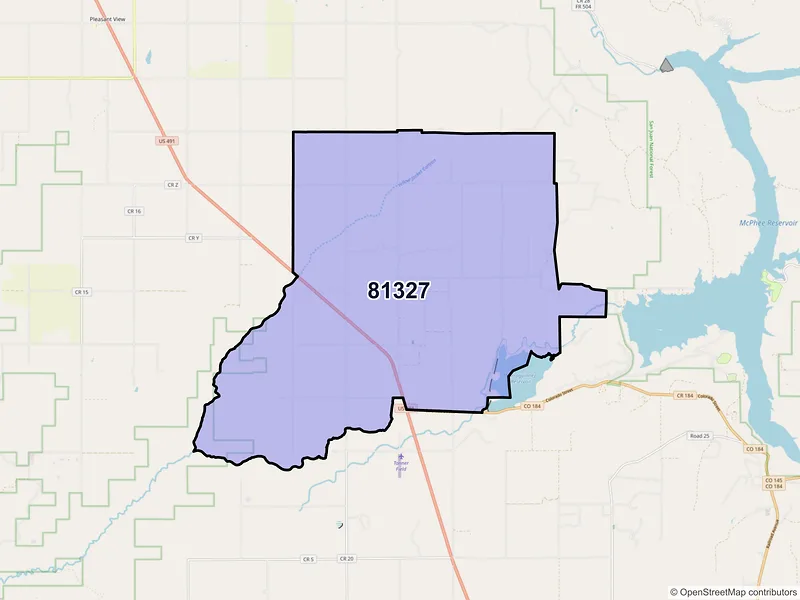 Map of ZIP Code 81327 — Lewis, CO