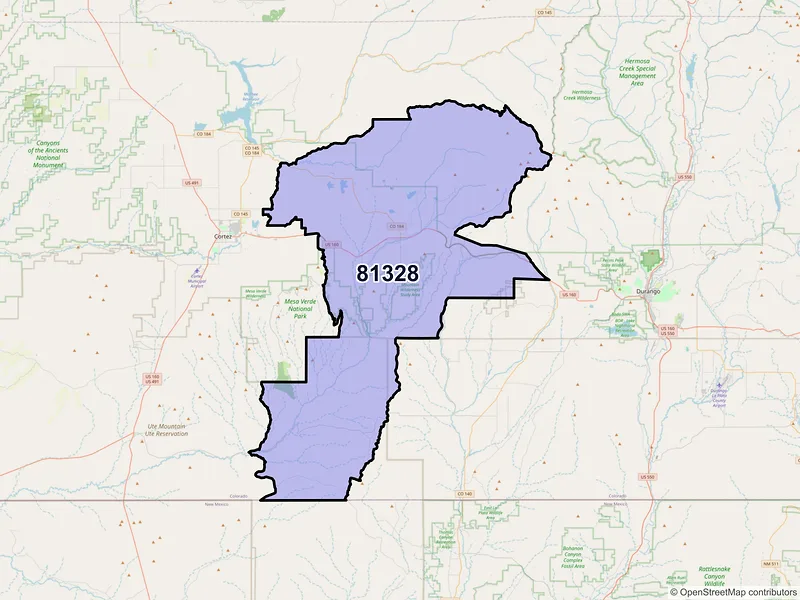 Map of ZIP Code 81328 — Mancos, CO