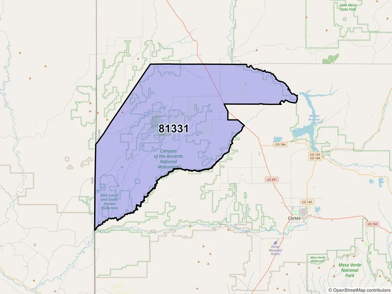 Map of ZIP Code 81331 — Pleasant View, CO