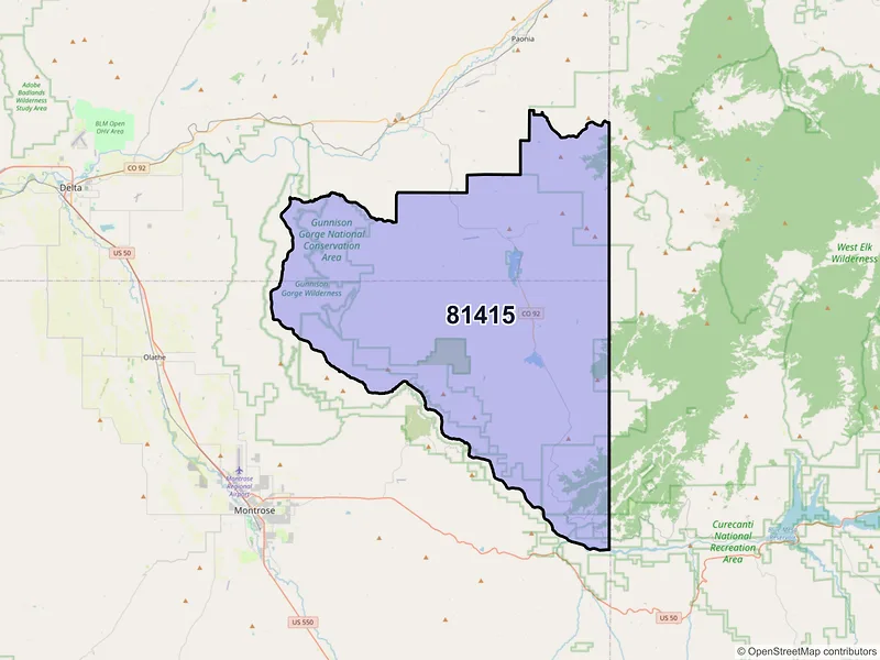 Map of ZIP Code 81415 — Crawford, CO