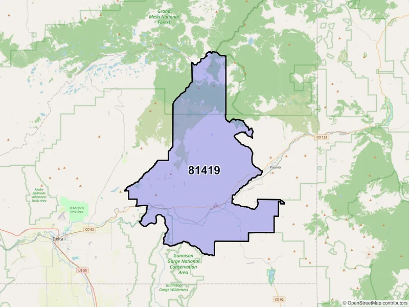 Map of ZIP Code 81419 — Hotchkiss, CO