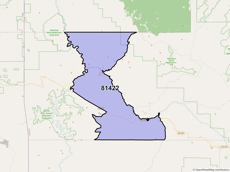 Map of ZIP Code 81422 — Naturita, CO