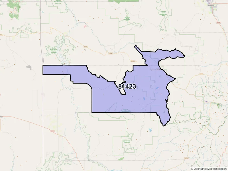 Map of Norwood, Colorado and ZIP codes