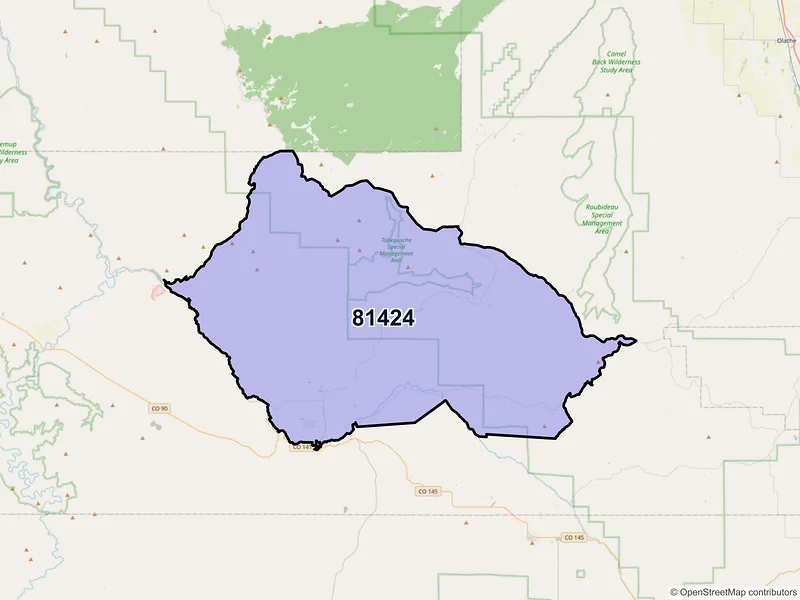 Map of ZIP Code 81424 — Nucla, CO