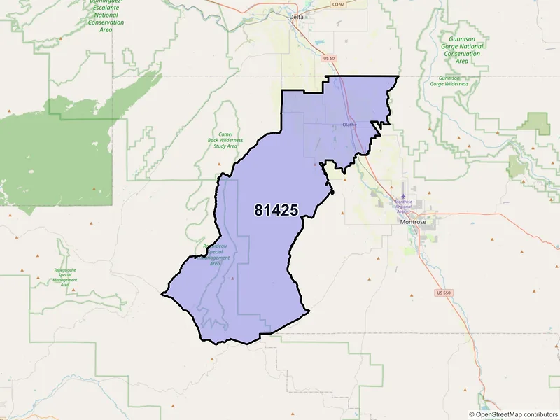 Map of ZIP Code 81425 — Olathe, CO