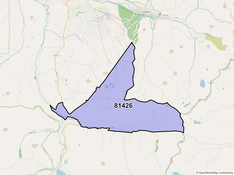 Map of Ophir, Colorado and ZIP codes
