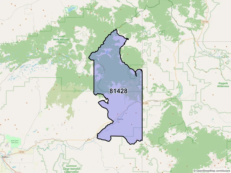Map of ZIP Code 81428 — Paonia, CO