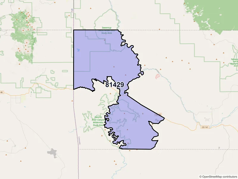 Map of Paradox, Colorado and ZIP codes
