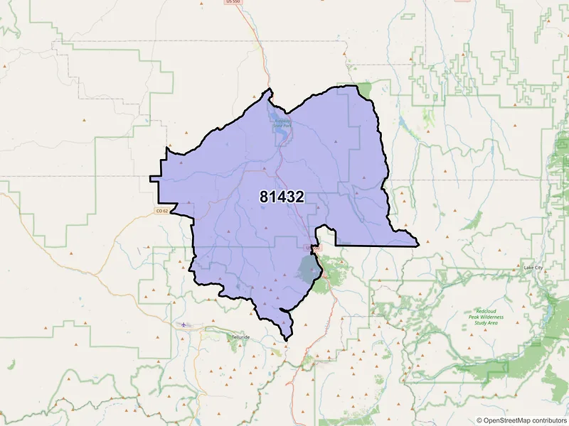 Map of ZIP Code 81432 — Ridgway, CO