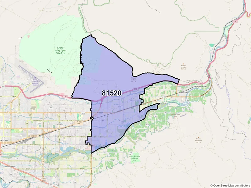 Map of ZIP Code 81520 — Clifton, CO