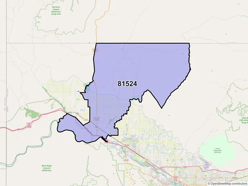Map of ZIP Code 81524 — Loma, CO